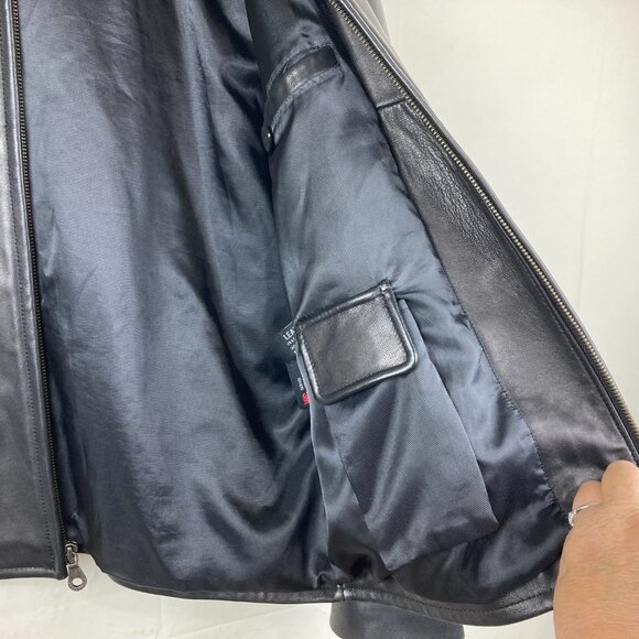 Robert Comstock  Mens sz 42 Buttery Soft Black Leather Jacket Bomber - Picture 4 of 8